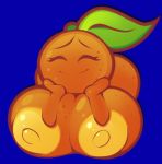  big_breasts breasts eyes_closed female flora_fauna food food_creature fruit mystical nipples not_furry orange_(fruit) plant smile solo yellow_nipples 