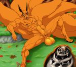  2018 4_toes 5_fingers abs animal_genitalia animal_penis anthro athletic balls biceps black_nose canine canine_penis claws cum fox fully_sheathed fur grin hair hand_on_sheath hungothenomster internal kurama long_penis long_sheath male mammal multi_tail muscular muscular_male naruto nude orange_fur orange_hair orange_skin pawpads paws pecs penis red_eyes sheath smile solo spread_legs spreading toes whiskers 