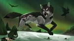 2015 absurd_res avian bird black_fur black_nose canine digital_media_(artwork) feral fur grey_fur group hi_res mammal pale_eyes paws wolf wolf250 