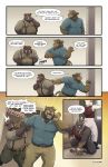  5_panel_comic absurd_res aldrich_haynes_(thepurp) anthro black_text blake_harper_(thepurp) bottomless butler butt canid canine canis clothed clothing comic dialogue digital_media_(artwork) dobermann domestic_dog duo english_text felid finn_(thepurp) fur group hair hi_res lagomorph leporid lion male mammal marcus_(thepurp) muscular muscular_male open_mouth overweight overweight_anthro overweight_male pantherine pinscher rabbit speech_bubble stained_clothing suid suine sus_(pig) talking_to_another teeth text thepurp topwear wild_boar 