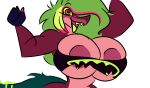 alpha_channel anthro big_breasts brainwashing breasts clothing dancing dinosaur feathered_dinosaur feathered_scalie feathers female green_hair hair highlights_(coloring) howling-madfoxhatter huge_breasts hyper hyper_breasts hypnosis kaiju macro messy_hair mind_control missi_zilla mullet muscular muscular_female nagashed nipples open_mouth prehistoric_species reptile scalie smile solo spiral spiral_eyes tongue tongue_out torn_clothing zeezi_(hazbin_hotel)