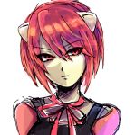  1girl bow elfen_lied frowning horns lucy monster_girl pink_eyes pink_hair short_hair simple_background 