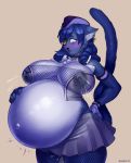 animal_humanoid big_breasts blush breasts cat clothing collar feline female huge_breasts humanoid lactating lactating_through_clothing mammal narodii pregnant solo 