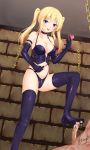  bdsm blonde_hair blue_eyes boots commentary_request dominatrix elbow_gloves enu_naitsu footjob gloves penis sadism thigh_boots thighhighs twintails 