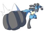  2014 ambiguous_gender dlrowdog lucario nintendo pok&eacute;mon pok&eacute;mon_(species) red_eyes simple_background solo stretchy video_games white_background 