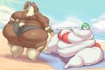 2025 anthro beach beach_towel bee-unit belly big_belly big_breasts big_butt bikini black_bikini black_bikini_bottom black_bikini_top black_clothing black_eyebrows black_sclera black_swimwear blue_sky breasts brown_body brown_ears butt butt_grab butt_squish clothing cloud colored digital_media_(artwork) duo eyebrows eyelashes female gardevoir generation_3_pokemon generation_4_pokemon green_hair hair hand_on_butt hand_on_own_butt hi_res holding_object huge_belly huge_breasts huge_butt huge_thighs humanoid hyper hyper_belly hyper_breasts hyper_butt hyper_thighs lagomorph leporid looking_at_viewer looking_back looking_back_at_viewer lopunny mammal morbidly_obese morbidly_obese_anthro morbidly_obese_female morbidly_obese_humanoid navel nintendo obese obese_anthro obese_female obese_humanoid outside overweight overweight_anthro overweight_female overweight_humanoid pink_inner_ear pink_nose pokemon pokemon_(species) rabbit red_bikini red_bikini_bottom red_bikini_top red_clothing red_eyes red_swimwear sand scut_tail sea shaded short_tail sitting sky smile smiling_at_viewer squish standing sunscreen swimwear tail tan_ears tan_eyebrows tan_tail thick_thighs tight_clothing towel two-piece_swimsuit water white_body