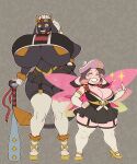 5:6 absurd_res anthro bat_(object) big_breasts black_body bottomwear breasts brown_hair choker circlet cleavage clefable clothed clothing duo female female/female fingerless_gloves footwear freepancakes furfrou garter_straps generation_1_pokemon generation_6_pokemon generation_9_pokemon gloves hair handwear hi_res high_heels huge_breasts jewelry legwear lipstick magical_girl_outfit makeup mega_clefable mega_evolution necklace nintendo pasties pink_body platform_footwear platform_heels pokemon pokemon_(species) ribbons shoes skirt smile sparkle_(freepancakes) stockings taffy_(freepancakes) teeth thick_thighs under_boob white_hair wide_hips