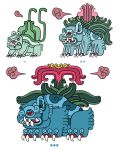  bulbasaur creatures_(company) flower game_freak gen_1_pokemon glyph ivysaur mayan monarobot monster mural nintendo no_humans pokemon pokemon_(creature) red_eyes venusaur 