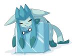  2014 ambiguous_gender blush dlrowdog eeveelution glaceon melting nintendo pok&eacute;mon pok&eacute;mon_(species) simple_background sweat vaporeon video_games white_background 