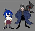  3boys arcueid_brunestud arcueid_brunestud_(cosplay) bald black_coat black_sclera black_skin black_sweater casinobunbun coat colored_sclera colored_skin cosplay crossdressing crossdressing_(mtf) dr._eggman facial_hair furry furry_male hand_on_own_hip hands_in_pockets male_focus metal_sonic multiple_boys mustache nrvnqsr_chaos nrvnqsr_chaos_(cosplay) open_clothes open_coat purple_skirt red_eyes sharp_teeth skirt sonic_(series) sonic_the_hedgehog sweater teeth tongue tongue_out tsukihime turtleneck turtleneck_sweater white_sweater 