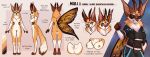 absurd_res antennae_(anatomy) anthro big_ears big_tail breasts claws clothing dark_sclera english_text female fluffy fluffy_tail front_view genitals hi_res lonerdemiurge neck_tuft redesign side_view silory simple_background smile surprised tail text tongue tongue_out tuft vulva wings