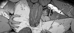  1girl 2boys absurdres anal anus bad_id bad_twitter_id blush breasts circlet completely_nude couch dark-skinned_male dark_skin double_penetration dutch_angle fake_horns feet_out_of_frame female_pubic_hair furrowed_brow genshin_impact grabbing_another's_ass greyscale groping group_sex hetero highres horns large_breasts long_hair looking_at_penis looking_down lying mmf_threesome momo_sam monochrome multiple_boys nilou_(genshin_impact) nipples nude on_back open_mouth penis pubic_hair pussy pussy_juice reverse_cowgirl_position sex solo_focus sound_effects spread_legs straddling sweat testicles threesome trembling uncensored vaginal veil veins veiny_penis wide-eyed wide_spread_legs 