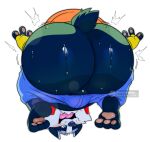 2025 3_toes 4_fingers anthro backsack badger balls big_butt black_body black_fur blue_eyes blush bodily_fluids bottomwear bottomwear_down bradley_the_badger bubble_butt butt butt_focus clothed clothing digital_drawing_(artwork) digital_media_(artwork) emanata eyebrows feet fingers fur genitals gloves had0u handwear hi_res looking_pleasured male mammal multicolored_body multicolored_fur mustelid musteline open_mouth pants pants_down partially_clothed pawpads paws pink_pawpads short_tail slightly_chubby slightly_chubby_male solo sweat sweaty_butt tail thick_eyebrows toes tongue tongue_out topwear two_tone_body two_tone_fur upside_down vest whiskers white_body white_fur