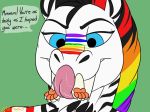  blue_eyes celeste_(disambiguation) comic digital_media_(artwork) equine fangs female hair hybrid licking licking_lips looking_down macro mammal may825 micro multicolored_hair paws rainbow_hair rainbow_stripes sabertooth_(feature) simple_background soft_vore stripes text tongue tongue_out vore zebra 