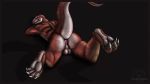  2018 4_toes ald&#039;ruenn amber_eyes anthro anus backsack balls biped butt claws digital_drawing_(artwork) digital_media_(artwork) hi_res lizard looking_at_viewer looking_back lying male nude on_front presenting presenting_anus presenting_balls presenting_hindquarters raised_tail red_scales reptile scales scalie signature simple_background solo toe_claws toes 