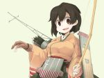  1girl black_hair bow_(weapon) female hiryuu_(kantai_collection) japanese_clothes kantai_collection kimono ls-lrtha open_mouth quiver short_hair solo weapon 