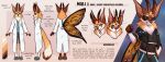 absurd_res antennae_(anatomy) anthro big_ears big_tail claws clothing dark_sclera english_text fluffy fluffy_tail front_view hi_res lonerdemiurge male neck_tuft redesign side_view silory simple_background smile surprised tail text tongue tongue_out tuft wings
