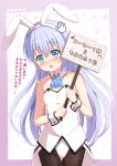  1girl absurdres animal_ears blue_eyes blue_hair commentary_request darkpi_(sekzpeodgeodjg) gochuumon_wa_usagi_desu_ka? highres holding kafuu_chino leotard playboy_bunny rabbit_ears white_leotard wrist_cuffs 