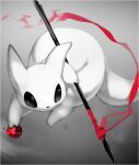 2025 action_pose ambiguous_feral ambiguous_gender biped bipedal_feral black_eyes black_nose colored digital_media_(artwork) digital_painting_(artwork) feral full-length_portrait fur grey_background holding_melee_weapon holding_object holding_polearm holding_spear holding_weapon kemono looking_at_viewer mammal melee_weapon monotone_body monotone_fur monotone_tail olyester painting_(artwork) polearm portrait pose rain_world red_ribbon semi-anthro shaded simple_background slugcat solo spear survivor_(rain_world) tail videocult weapon white_body white_ears white_fur white_tail