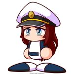  1girl artist_request baseball_uniform belt blue_belt blue_eyes blue_shirt blue_shoes brown_eyes copyright_notice hat jikkyou_powerful_pro_yakyuu jikkyou_powerful_pro_yakyuu_(style) long_hair multicolored_shirt multicolored_shoes no_mouth official_art peaked_cap power_pro_appli rayman_limbs shirt shoes solo sportswear tatehashi_minato two-tone_shirt two-tone_shoes white_background white_hat white_shirt white_shoes 