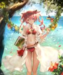  bangs bikini blue_eyes blue_flower blue_rose breasts cleavage day diadem floating_hair flower fran's_attendant fran_(shadowverse) hair_between_eyes hair_ornament hibiscus holding innertube long_hair looking_at_viewer medium_breasts n.a. navel neck_ribbon ocean official_art original outdoors petals pink_hair pink_ribbon red_bikini red_flower red_rose ribbon rose shadowverse smile solo_focus swimsuit twintails yellow_flower yellow_rose 