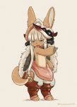  1girl brown_eyes furry kawasemi27 made_in_abyss nanachi_(made_in_abyss) rabbit solo white_hair 