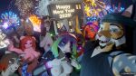  16:9 2026 3d_(artwork) 5_fingers anthro artist_name beanie black_hair blender_(artwork) blender_eevee blonde_hair bovid breast_grab breasts brown_body brown_fur caprine clothed clothing collar digital_media_(artwork) domestic_cat domestic_pig dyed_fur english_text equid equine exposed_breasts facial_hair felid feline felis female fingers fireworks fur gesture giraffe giraffid goat goatee green_eyes green_hair group hair hand_gesture hand_on_breast hat headgear headwear hi_res horse lion looking_at_breasts looking_at_viewer looking_pleasured lynx male mammal markings neon_sign new_year_2026 new_years_eve night nipples nude nude_anthro open_mouth orange_hair outside pantherine piercing pink_body pink_skin procyonid purple_body purple_fur purple_hair raccoon red_hair sign signature spots spotted_body spotted_fur suid suine summapaw summapaw_(character) sus_(pig) tail text topwear v_sign widescreen yellow_body yellow_fur 