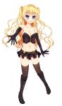  :p arm_at_side bangs bare_shoulders black_footwear black_gloves black_legwear black_skirt blonde_hair blue_eyes blush boots breasts cleavage collarbone commentary_request corset elbow_gloves enu_naitsu full_body gloves heart high_heel_boots high_heels knee_boots legs_apart long_hair looking_at_viewer medium_breasts midriff miniskirt navel original outstretched_arm outstretched_hand shiny shiny_clothes simple_background skirt solo standing strapless thighhighs tongue tongue_out tsurime two_side_up wavy_hair white_background 
