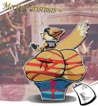 2025 anthro back_towards_viewer big_butt blush bodily_fluids boots bursting_butt butt christmas clothing constrained daddy_kink exclamation_point eyewear eyewear_on_head fingerless_gloves footwear gift_tag gloves goggles goggles_on_head handwear hi-rez_studios hi_res holidays huge_butt hyper hyper_butt jumpsuit looking_at_viewer looking_back looking_back_at_viewer male monana-yo1 paladins_(game) pip_(paladins) shocked shoes shortstack shortstack_male solo sweat sweatdrop vulpin wobbling_butt wrapped_up