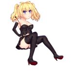  bdsm blonde_hair blue_eyes boots commentary_request dominatrix elbow_gloves enu_naitsu gloves thigh_boots thighhighs 