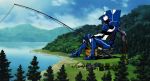  armor eva_00 full_armor game_cg girlfriend_of_steel grass mecha neon_genesis_evangelion neon_genesis_evangelion:_iron_maiden sitting sky tree water what 