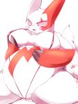  1girl breasts creatures_(company) furry game_freak gen_3_pokemon mori_tanii nintendo nipples open_mouth pokemon red_eyes solo zangoose 