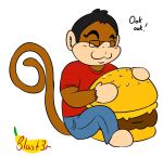 banana_blast3r_(artist) burger chibi food iggy male mammal monkey primate spunk3y_monk3y 