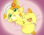  &lt;3 &lt;3_eyes 2018 anal anal_beads anal_penetration anthro anus blush carrot chaco_(cocotama) clitoris cocotama double_penetration dream_maker_watanabe feline female food fur green_eyes hat_only hi_res hirake!_cocotama improvised_dildo improvised_sex_toy japanese_text lying mammal navel on_back open_mouth panting penetration pussy pussy_juice semi-anthro sex_toy small_(disambiguation) solo spread_legs spreading text tongue vaginal vaginal_penetration vegetable yellow_fur 