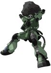  boulder commentary_request full_body goru_(glty07) gundam highres holding holding_rock mecha mecha_focus mobile_suit_gundam no_humans robot rock solo zaku_ii 