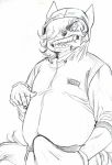  2016 5_fingers anthro biped black_and_white canine clothed clothing drooling erection erection_under_clothes eyebrows fluffy fluffy_tail front_view hair hair_over_eye half-length_portrait hand_in_pocket hatching_(technique) hi_res hoodie humanoid_hands hwi-jeong_(ryonggay) kemono korean looking_down male mammal monochrome naughty_face open_mouth open_smile overweight overweight_male pants pencil_(artwork) pockets pointing pointing_at_penis pointing_at_self portrait presenting ryonggay saliva sharp_teeth simple_background smile solo standing teeth thick_eyebrows tongue tongue_out traditional_media_(artwork) whisker_spots white_background wolf 