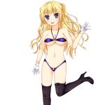  bikini blonde_hair boots commentary_request enu_naitsu gloves swimsuit thigh_boots thighhighs two_side_up 