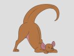 2022 animate_inanimate anthro ass_up belly black_nose brown_body digital_drawing_(artwork) digital_media_(artwork) disney dot_eyes eyebrows eyelashes female hi_res jack-o'_pose kanga kangaroo kangaroo_tail living_plushie long_tail macropod mammal marsupial mature_anthro mature_female mother_(lore) multicolored_body nakeddonkeygirl parent_(lore) pink_belly plushie pose pouch_(anatomy) seam_(sewing) simple_background simple_eyes smile solo stitch_(sewing) tail thick_tail two_tone_body white_background wide_hips winnie_the_pooh_(franchise)