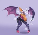 2025 anthro back_wings bat big_breasts bodily_fluids breasts clothing ear_piercing ear_ring eyeshadow female flashing flashing_breasts hair hair_over_eye hands_under_breasts hi_res holding_breast huge_breasts leaning leaning_forward long_hair looking_at_viewer makeup mammal membrane_(anatomy) membranous_wings mormoopia_rouge_(bigdad) nipples notched_wings piercing presenting presenting_breasts purple_eyeshadow ring_piercing rouge_the_bat sega simple_background smile solo sonic_the_hedgehog_(series) stormrayneart sweat tight_clothing white_hair wings