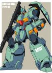  absurdres bazooka_(gundam) blue_visor character_name color_variation earth_federation_space_forces full_body goru_(glty07) grey_background gun gundam gundam_hathaway's_flash gustav_karl highres holding machinery mecha mecha_focus mobile_suit no_humans radio_antenna redesign robot roundel shield solo typo weapon 