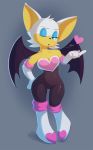  &lt;3 2018 anthro bat big_ears breasts cleavage clothed clothing eyelashes eyeshadow female fur gloves makeup mammal ragedraws rouge_the_bat solo sonic_(series) standing white_fur wide_hips wings 