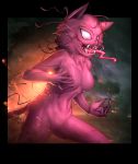  2018 5_fingers anthro cat digital_media_(artwork) feline female fur mammal open_mouth pink_fur solo teeth tongue vest_(artist) 