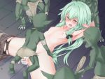  1girl armpits arms_behind_head arms_up bangs bar_censor blush breasts censor_bar censored collarbone crying crying_with_eyes_open cum cum_in_pussy cum_pool cumdrip elf empty_eyes eyebrows eyebrows_visible_through_hair eyelashes forced goblin_slayer! green_eyes green_hair green_skin group_sex hair_between_eyes half-closed_eyes hetero high_elf_archer_(goblin_slayer!) long_hair lying monster motion_lines navel newmori nipples no_panties nude on_back on_floor open_mouth orgy pointy_ears rape restrained sex shorts shorts_around_one_leg sidelocks small_breasts solo_focus spread_legs tears teeth thighhighs torn_clothes torn_legwear torn_thighhighs vaginal 