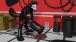  2018 3d_(artwork) anthro biped black_fur brevman canine changed_(video_game) cum cum_bucket cum_drip cum_in_toy cum_inside cum_on_ground cum_pool cup digital_media_(artwork) dripping erection excessive_cum fluffy fur goo_(disambiguation) goo_creature hair hi_res holding_object looking_pleasured male mammal mask masturbation messy monster nude orgasm penetration penile_masturbation penis penis_milking puro_(changed) rubber solo strained video_games wolf 