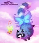  ambiguous_gender black_eyes black_fur butterfly_wings cloud cryptid-creations duo feral fur glowing_wings grey_fur humor looking_at_viewer mammal mouse outside procyonid pun raccoon rodent sky visual_pun white_fur wings yellow_fur 