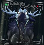  american_mythology antlers black_body bodily_fluids bone breasts dripping dripping_tongue female found_footage horn humanoid indigenous_north_american_mythology long_tongue mouth_shot mythology neck_tuft north_american_mythology open_mouth recording saliva saliva_drip skull skull_head smolreapy solo squelching tongue tuft watermark wendigo 