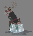  2018 anthro antlers blush boots bottomless breathing cervine clothed clothing cseed footwear frozen_(movie) hat horn ice male mammal open_mouth reindeer solo sven_(frozen) tongue tongue_out 