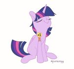 equid equine eyes_closed female feral friendship_is_magic hasbro horn looking_up mammal my_little_pony mythological_creature mythological_equine mythology ponionyy proud ribbons simple_background solo twilight_sparkle_(mlp) winged_unicorn wings
