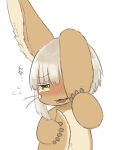  1girl 1other brown_eyes furry kawasemi27 made_in_abyss nanachi_(made_in_abyss) open_mouth rabbit short_hair solo white_hair 