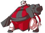  2014 bear clothed clothing dlrowdog looking_at_viewer male mammal overweight panda red_eyes simple_background solo white_background 